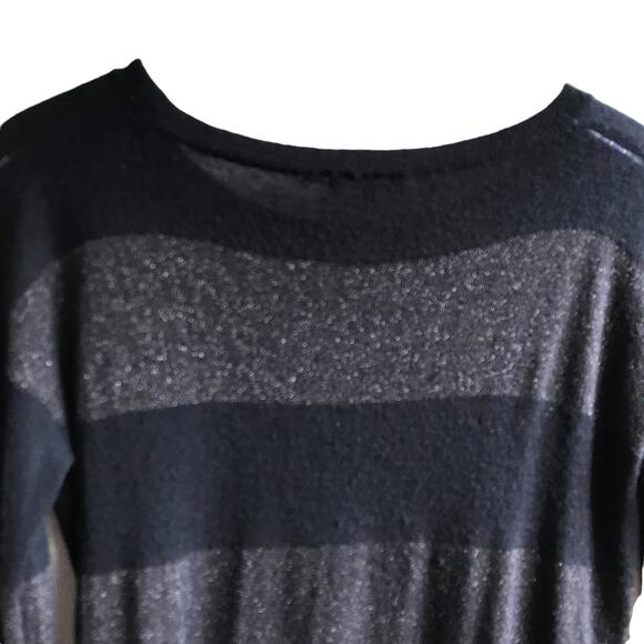 Vince Cashmere Rugby Stripe Sweater Size M Metallic Knit Preppy Academia Office - Picture 10 of 14